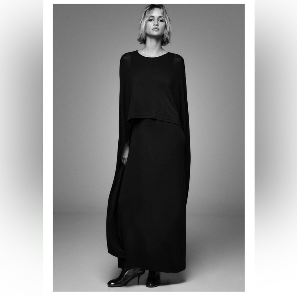 Zara Black Maxi Dress with Cape